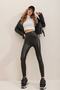 Black Elastic Waistband, Inner Lycra, Faux Leather Leggings Alc-X7327