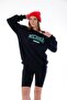 Women's Black Printed Oversize Sweatshirt - 2