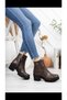 Women's Genuine Real Leather Thick Heeled Boots