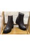 Women's Genuine Real Leather Thick Heeled Boots - 5