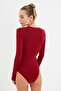 Bordo Derin V Yakalı Çıtçıtlı Örme Body TPRAW22BD0084 - 3