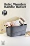 10 Liters. Multi-Purpose Organizer Retro Basket with Wooden Handles