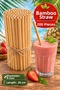 200 Pieces Bamboo Straws 9mm X 20cm Thick Smoothie Straws Natural Eco-Friendly