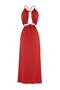 Kırmızı Dokuma Cut Out Detaylı Maxi Plaj Elbise TBESS25EL00137 - 5
