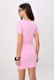 Pembe Fitted/Vücuda Oturan Kısa Kollu Büzgülü Mini Pamuklu Esnek Örme Elbise TWOSS26EL00778 - 4