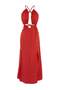 Kırmızı Dokuma Cut Out Detaylı Maxi Plaj Elbise TBESS25EL00137 - 4