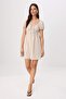 Beige Lined Short Balloon Sleeve Mini Woven Dress Twoss26El00818