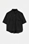 Black Thin Fabric Pocket Long Back Half Sleeve Shirt Tdrss26Go00094 - 4