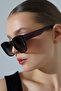 Women's Square Brown UV400 Sunglasses 23021 c3 - 3