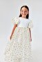 Ecru Starry Tulle Skirted Girl's Dress - Elsa