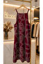 Women's Burgundy Digital Printed Gilet Dress with Adjustable Strap - 4
