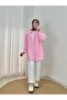 Strawberry Shoulder Gathered Hidden Placket Balloon Sleeve Shirt-Na769 Pink
