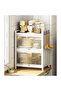 Modern Kitchen Storage Cabinet with Sliding Fluted Doors, Countertop Organizer Rack for Pantry, Microwave Stand & Utility Storage - 3