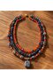 Sodalite Agate 3 Row Evil Eye Protection Communication and Balance Necklace - 8