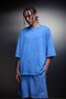 Men's Blue Oversized Wash Effect Basic Tshirt - 2