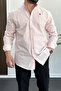 Men's Slim Fit Linen Look Cotton Shirt Pink Edw087