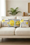 Gray Striped Lemon-Themed Runner and Set of 4 Throw Pillows - 4