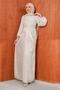 Stone Front Draped Rose Detailed Evening Dress