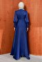 Navy Blue Side Tie Evening Dress - 4