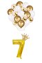 7 Number Gold Foil Balloon, King's Crown and Gold Balloon with Confetti - 2
