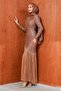 Mink Sequined Skirt Pleated Evening Dress - 4