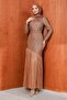 Mink Sequined Skirt Pleated Evening Dress