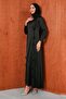 Black Floral Detailed Satin Evening Dress - 4
