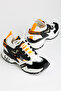 Women's Sneaker Textile Lace-Up Sports Shoes Black White - 4