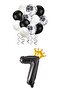 7 Number Black Foil Balloon, King's Crown and Black Balloon Set with Confetti - 2