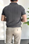 Men's Half Zip Polo Neck T-Shirt Smoked Edw257 - 4