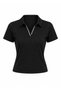 Women's Polo Collar Striped Short Sleeve Body with Slim Fit Stretchy Lycra 100% Cotton Summer - 5