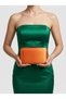 Orange Color Satin Silver Case Evening Bag Evening Bag Wedding Engagement Portfolio