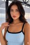 Women's Strappy Blouse Athlete Light Blue Contrast - 3