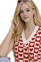 Red Heart V-Neck Regular Women's Sweater - 5