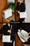Original Special Boxed Luxury Soft Leather 3-Compartment Large Volume Gift for Lover, Girlfriend, Mom, Birthday Gift, Stylish Daily Women's Shoulder Bag with Adjustable Strap - White - 2