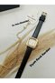 New Retro Black Color Cord Minimal Stylish Women's Wristwatch with Bracelet Gift - 3