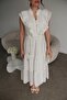 High Neck Button and Thin Lace Detailed Ruffled Premium Brode Scallop Dress - 2