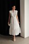 High Neck Button and Thin Lace Detailed Ruffled Premium Brode Scallop Dress - 3