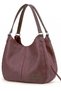 Myra Women's Smoky Burgundy Pu Leather Daily Shoulder Bag Three-Compartment Hobo Tote Handbag