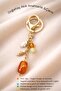Natural Stone Agate Keychain Love Affection Peace Charm Bag Ornament Copper Wire Steel Chain