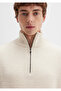 Semi-Zippered Mock Neck Ecru Sweater Loose Fit / Relaxed Fit 0710263-70057 - 6