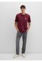 Mj Logo Printed Burgundy T-Shirt Loose Fit / Loose Relaxed Fit 0612839-70394 - 2
