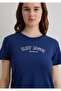 Cat Printed Navy Blue T-Shirt Semi Slim Fit / Semi Slim Fit 1613195 -70491 - 5