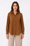 Long Sleeve Shirt with Buttons, Classic Collar, Suitable for Casual and Office Wear - Brown