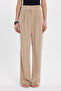 Women's Relax Fit Comfortable Cut Straight Double Pocket Beige Trousers - 2