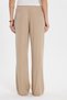 Women's relaxed fit beige trousers with drawstring waist, elasticated waistband, button detail, and double pockets. - 8