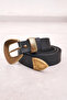 Vintage Metal Buckle Li Suni̇ D Leather Belt - 5