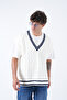Striped V-Neck Sweater - 2