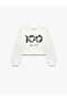 Republic Printed Crop Sweatshirt Long Sleeve Crew Neck Ribbed