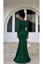 Double-Breasted Collar Slit Detail Maxi Length Imported Crepe Fabric Belted Dress 582256 Emerald - 2